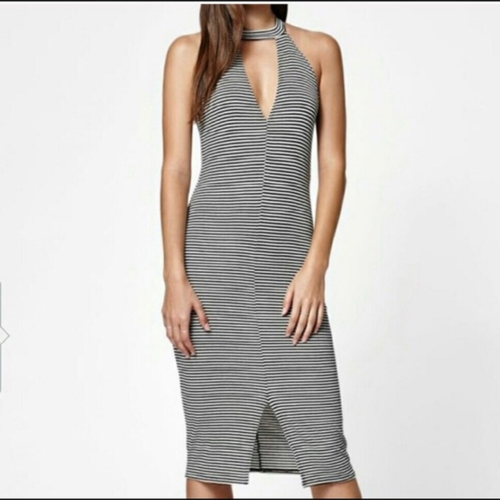 NWT LA Hearts Pacsun striped midi bodycon dress